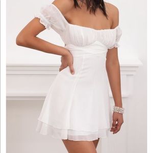 lucy in the sky white off the should dress